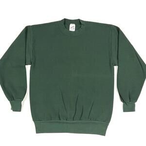 Vintage Jerzees Blank Crewneck Sweatshirt Green Sz M USA Slight Sun Distressing